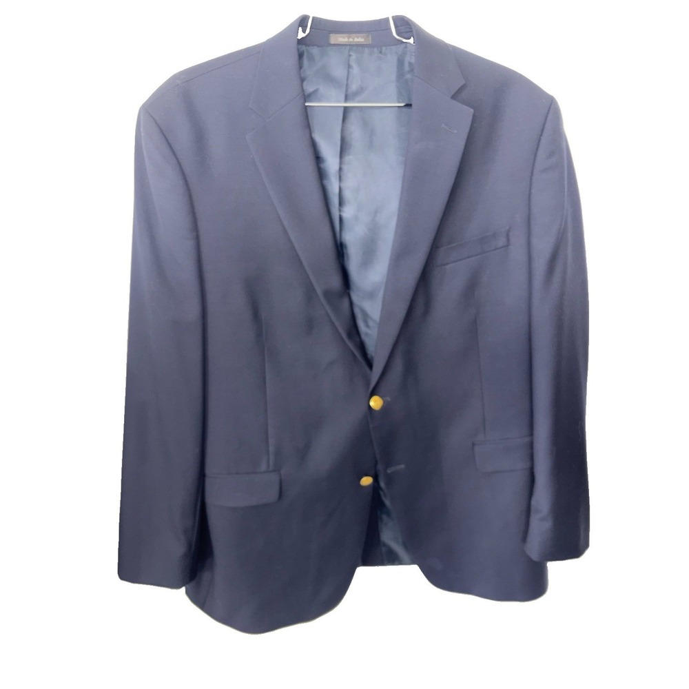 Chaps Ralph Lauren Blazer Mens 46Lβ Navy 100% Wool Gold Button Jacket Sport Coat